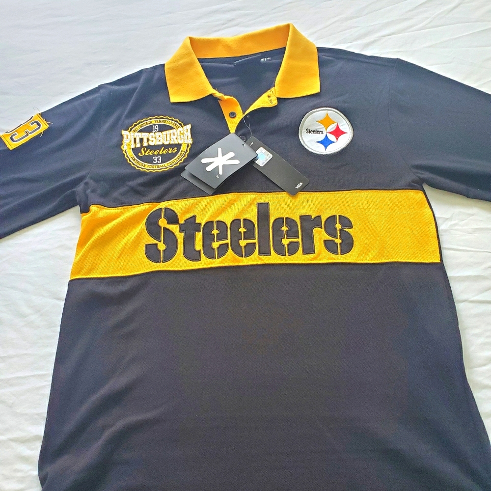 Klew Pittsburgh Steelers rugby long sleeve polo.